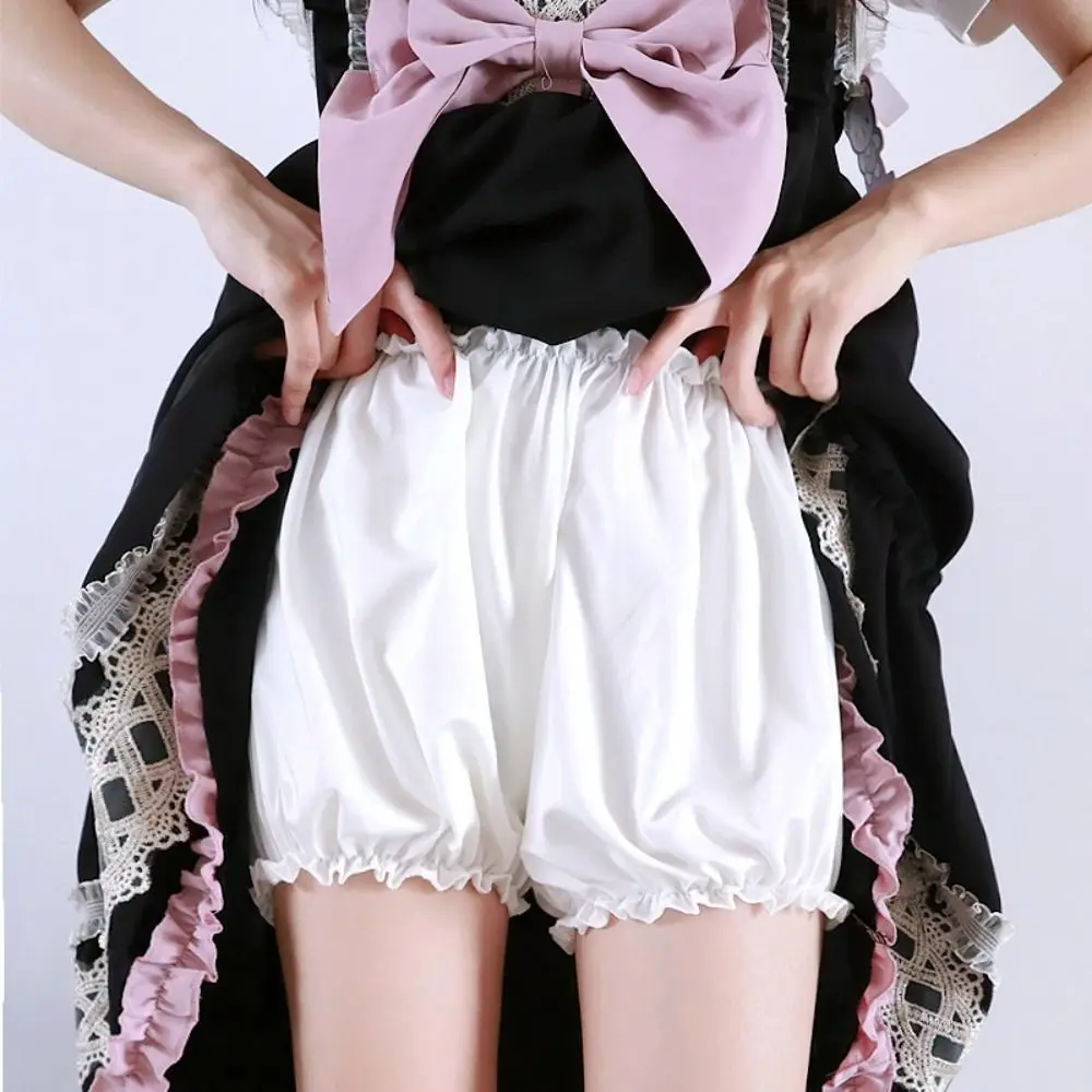 กางเกงขาสั้นทรงบานเอวยางยืดสไตล์โลลิต้า รุ่น Simple Sweet White Pumpkin Bloomers ป้องกันแสงสะท้อนและป้องกันการโป๊