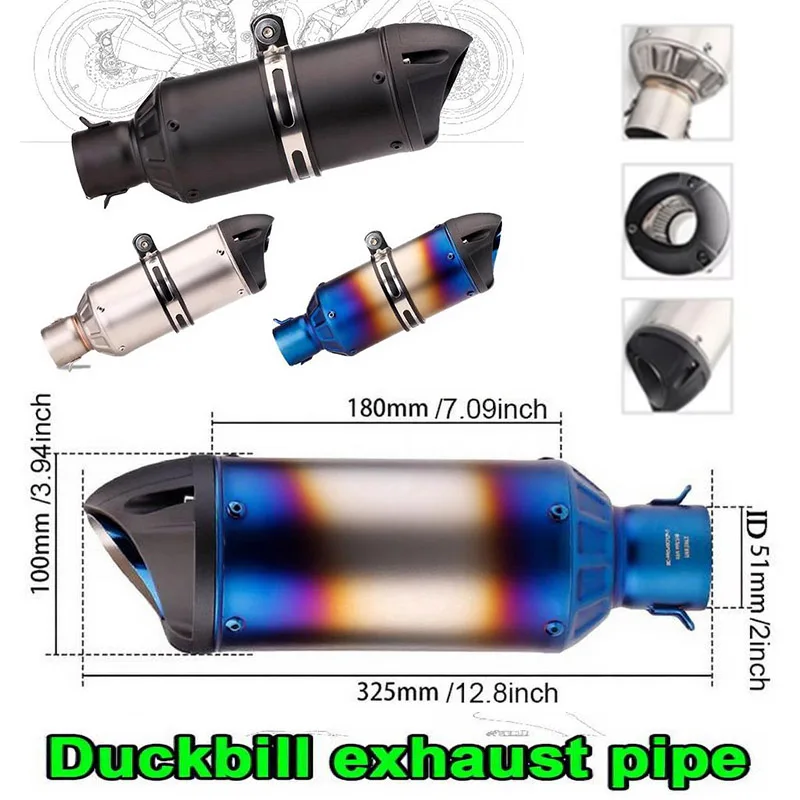 

HQ Universal 51mm Stainless Steel Motorcycle Exhaust Pipe For Loud Bang Sound Modification Exhaust Pipe Motorbike Accessories