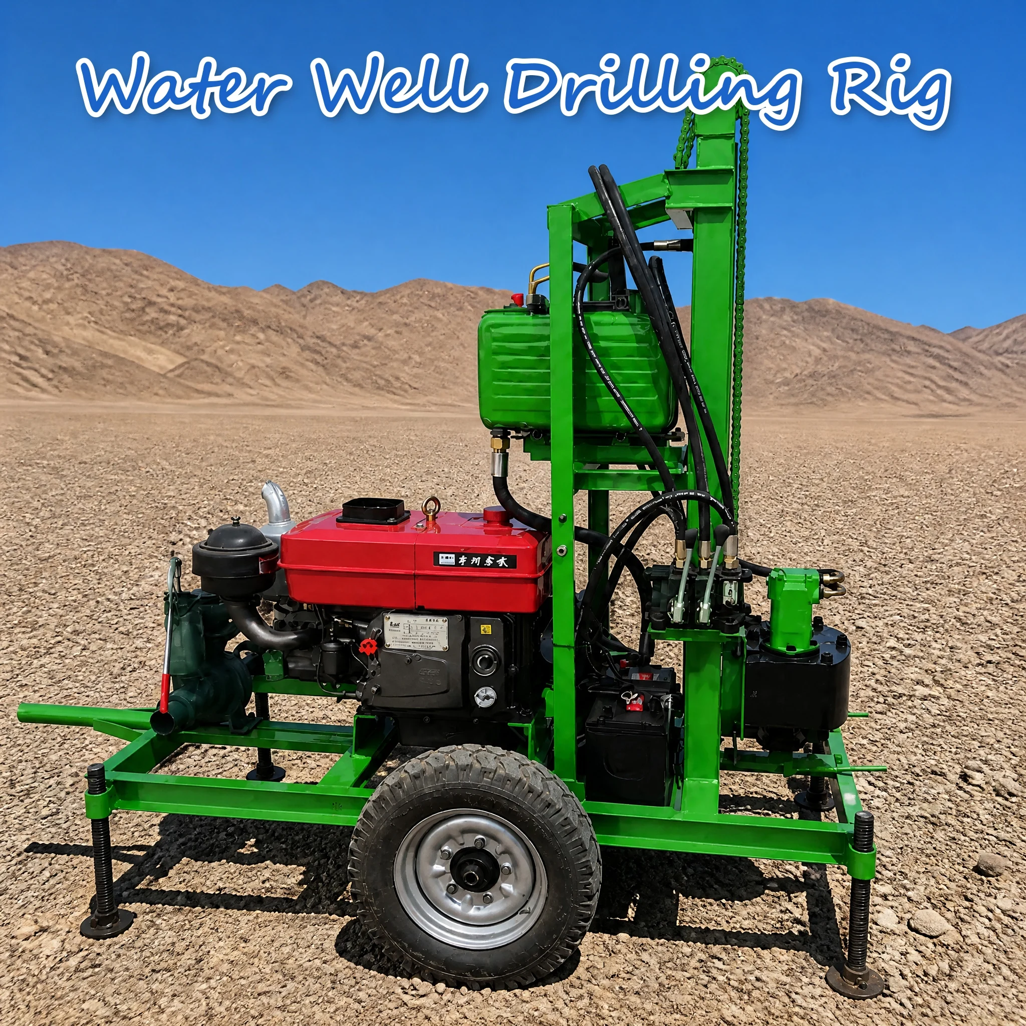 Customized Well Drilling Rig 22HP to 35HP Hydraulic Drive Heavy Duty Diesel Engine Crawler Reduced Size Strong Power Output