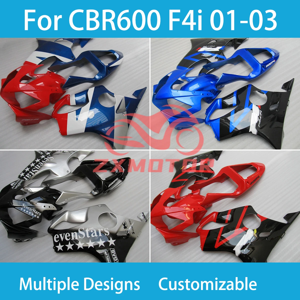 For Honda CBR600 F4i 01 02 03 Fairings CBR600 F4i 2001 2002 2003 Full Set Motorcycle Plastic Component Fairing Kit