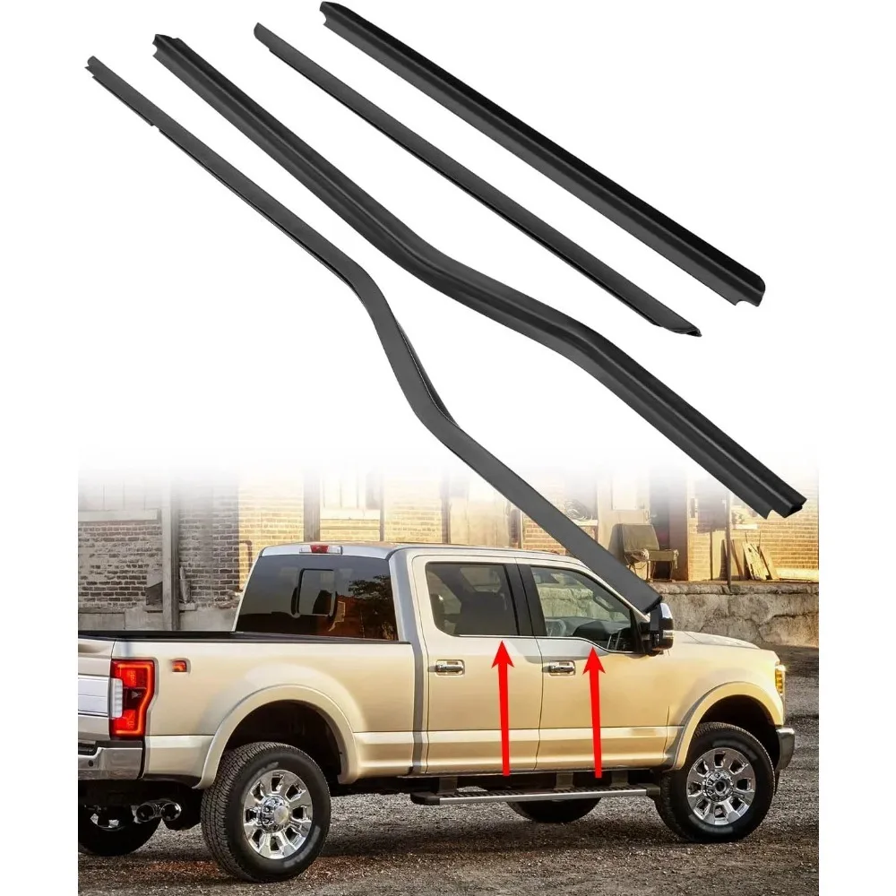 

4 Pcs Black Outside Window Glass Rubber for Ford F250 F350 F450 F550 1999-2016 Glass Outer Laminate Weatherstrip F81Z-2521452-AA