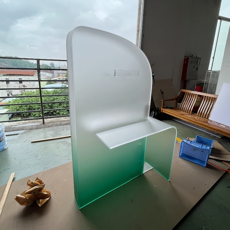 Gradual change color acrylic table modern acrylic matte gradual change green custom acrylic table