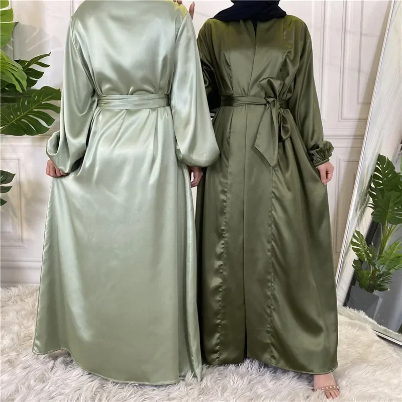 Dubaï ouvert Abaya femmes musulmanes Satin Kimono Cardigan longue Robe Maxi Eid fête Ramadan caftan islamique arabe Robe Jalabiya robes