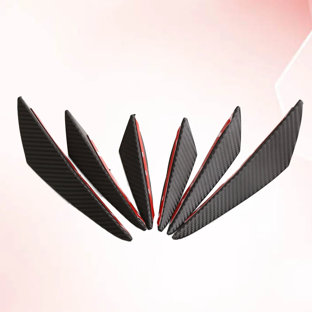 

6pcs Universal Pp Front Lip Splitter Spoiler Wrap Angle Shovel Cover For Car Bumper Carbon Fiber Pattern Durable Uv Resistant