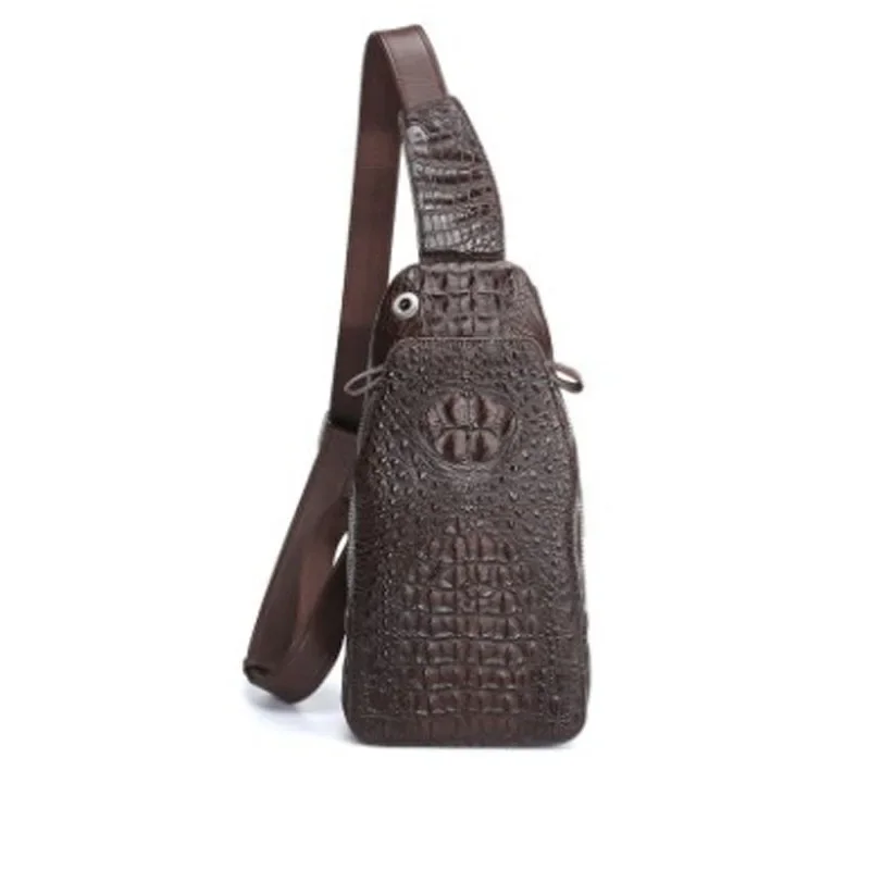 hujingsha crocodile men bag  leisure sports large capacity crocodile skin cross-body chest