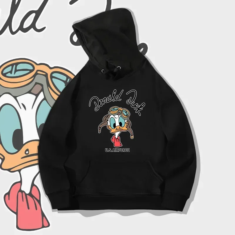 Felpe maschili modello adorabile di moda Donald Duck Loose Disney Cartoon Clothes felpe con cappuccio da uomo accogliente autunno inverno popolare