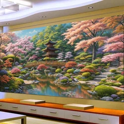 Parks Emples Pavilion Trees Diy Diamond Painting Large Size Square Round Diamond Mosaic Embroidery Kits Natural Scenery Decor