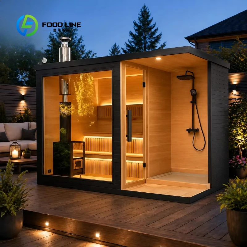 Customized Modern Traditional Electric Wood Fire Wet and Dry Kit Red Cedar 2 4 6 Person Best Outdoor Sauna Room with Shower