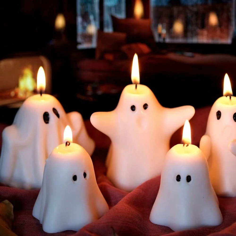 Halloween Ghost Candle Creative Ornaments Atmosphere Candle With Spooky Design Luxury Gift Fragrance Candle Party Desktop Decor