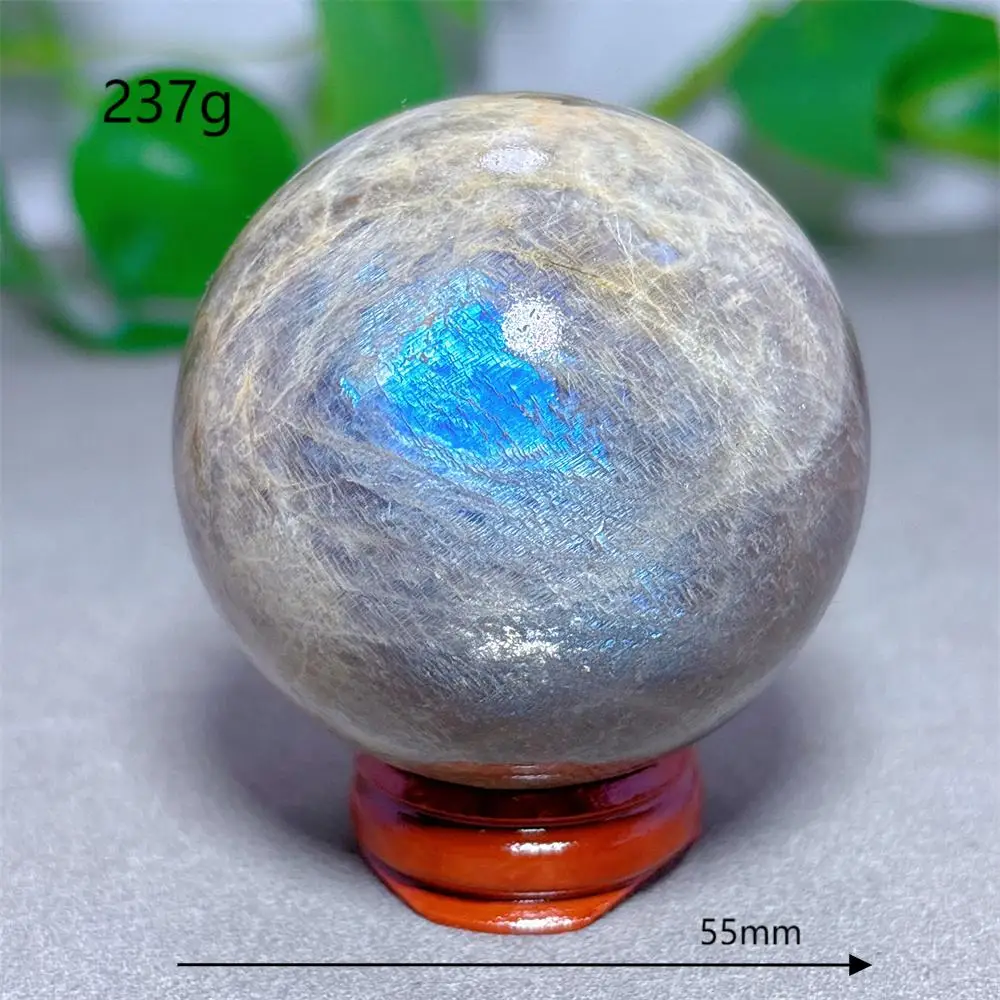 Blauwe Maansteen Bol Kristal Natuursteen Kwarts Mineralen Huisdecoratie Reiki Tuingeschenken Energie Genezing Geluk Liefde +Stand