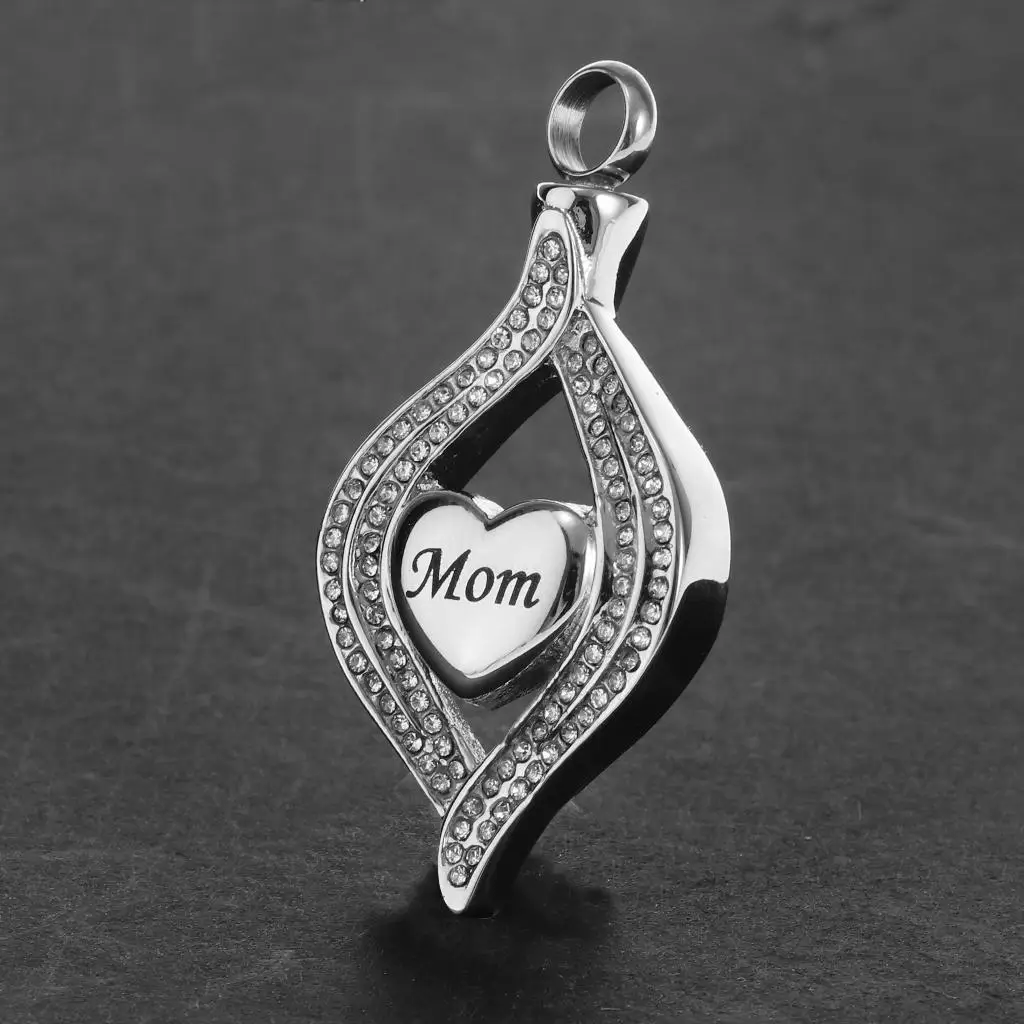 Cremation Urn Ashes Heart Pendant Stainless Steel Keepsake Waterproof