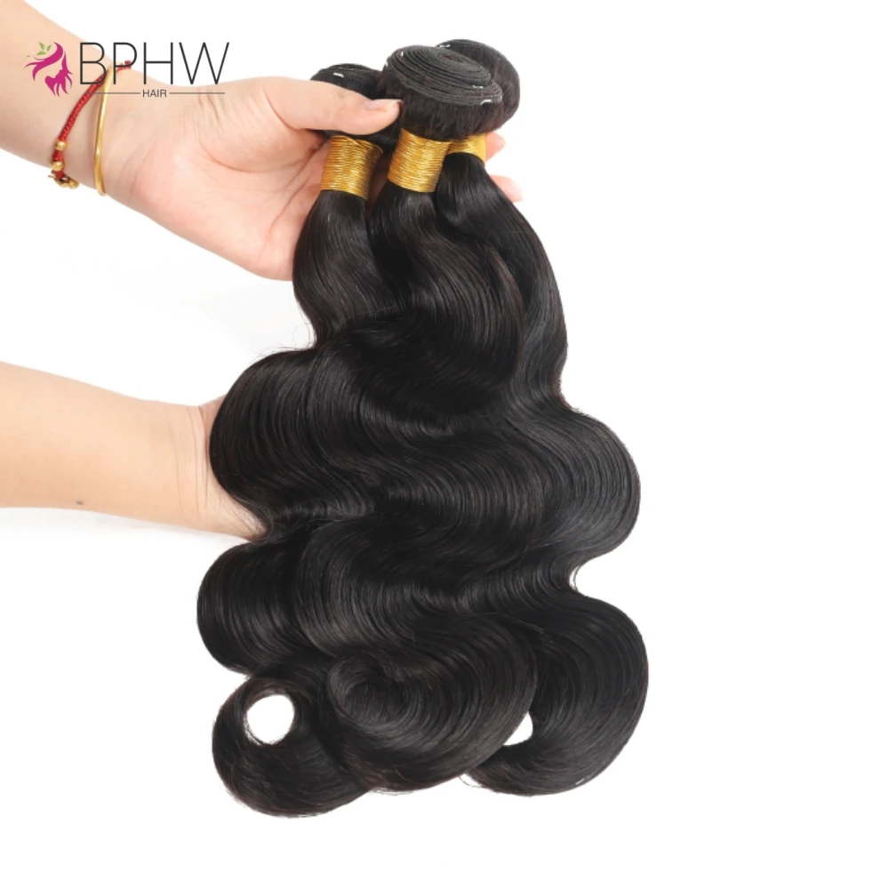 Body Wave Bundles With Closure 100% Human Hair Extensions Peruvian Hair Weave 12A Natural Color Virgin Hair For Black Women BPHW