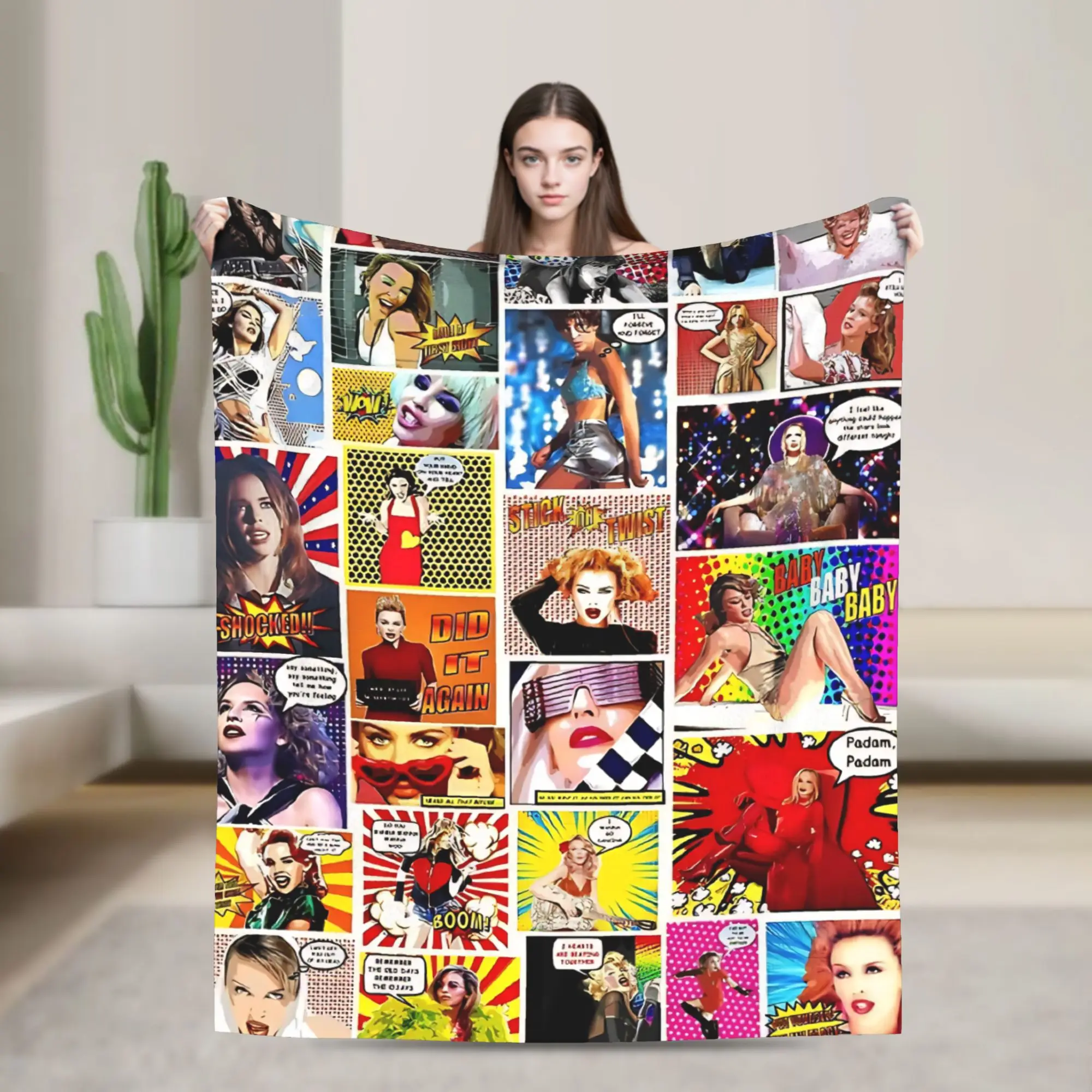 Kylie Minogue The Ultimate POW WOW Flannel Blankets Winter  Throw Blanket for Kids Outdoor Comfortable Bedspread Sofa Bed Cover