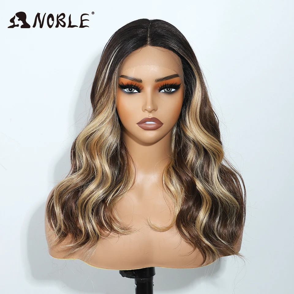 Edle Perücke mit Spitze vorne, 20 Zoll, lockige, gewellte Perücke, Ombré-Blond-Perücke, synthetische Perücken mit Spitze für Damen, Perücke mit Spitze für schwarze Frauen, Cosplay-Perücke. – Detail 6
