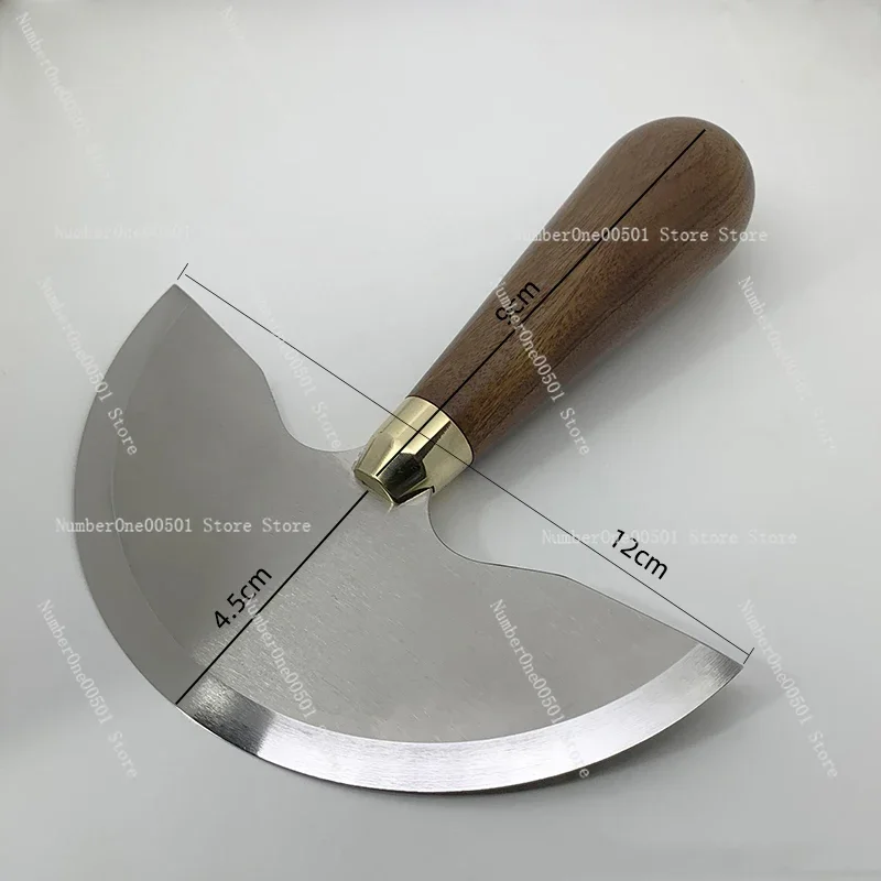 DIY Leather Craft Knife Wooden Handle Cutting Peeling Knife Tool Portable Professional French Half Round Blade