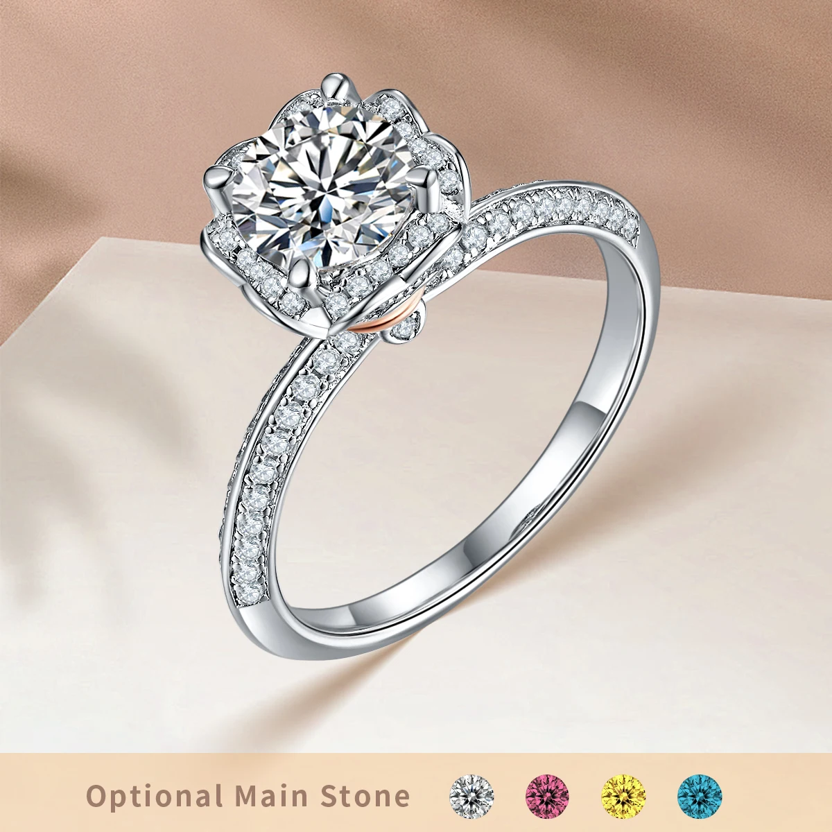 

1.0CT Exquisite and Fashionable Women's S925 Silver Engagement Ring Zircon Ring Anniversary Wedding Jewelry