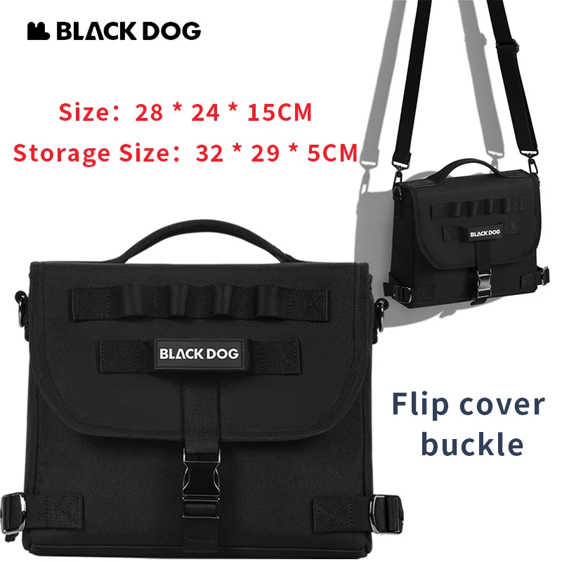 

Naturehike BLACKDOG BLACK LEGEND Postman Bag Flip Up Alloy Socket Partition Storage YKK Zipper Nylon Shoulder Strap About0.586KG