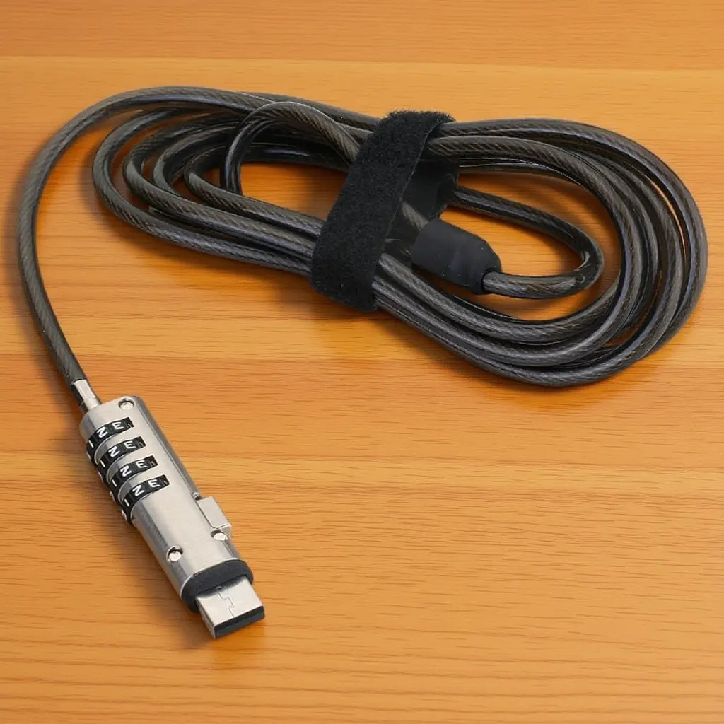 

Замок для ноутбука с цифровым паролем, из сплава, портативный USB-замок, регулируемая длина, устройство защиты от кражи, вращение на 360 градусов