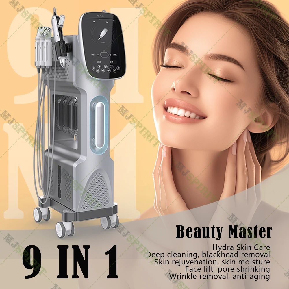 9 In 1 Beauty Skin Hydra Diamond Peeling Hydro Facial Machine Face lifting Care Cleaning Handle Oxygen bubble Spa Machine