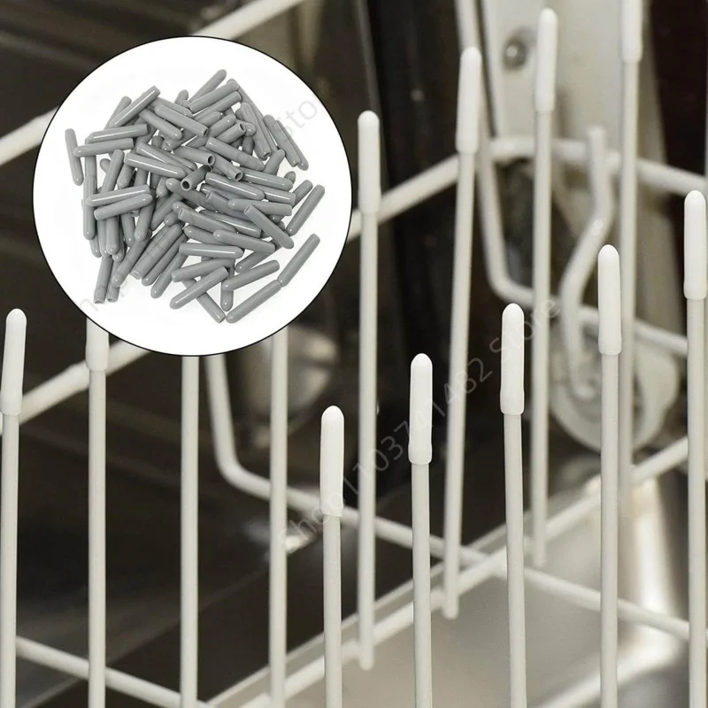 100Pcs Dishwasher Rack Caps Tip Tine Cover Cap Flexible Round End Caps Protective Sleeves for Sharp Article To Prevent Collision