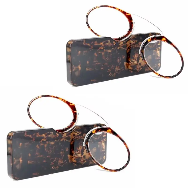 2 Stück Clip-On Mini-Lesebrillen für Männer und Frauen, Lesebrillen ohne Seitenbügel, Pince-nez 1,0+1,5