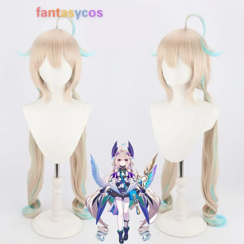 New VTuber Enna Alouette Cosplay Wig 130cm Long Curly Ponytails Pale Blonde Synthetic Hair NIJISANJI Youtuber Girls Role Play