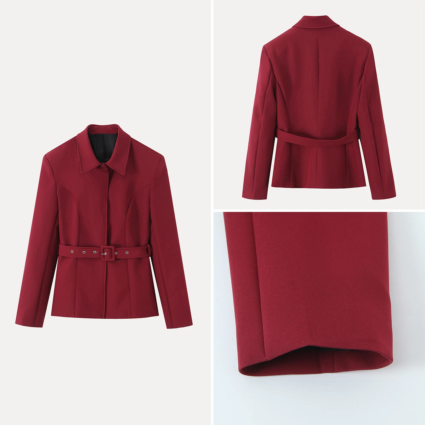 

Faionable Универсальный Простой глаз Высококачественный женский костюм с поясом Jaet Ele Sle Long Sve на пуговицах Готовый для поездок на работу