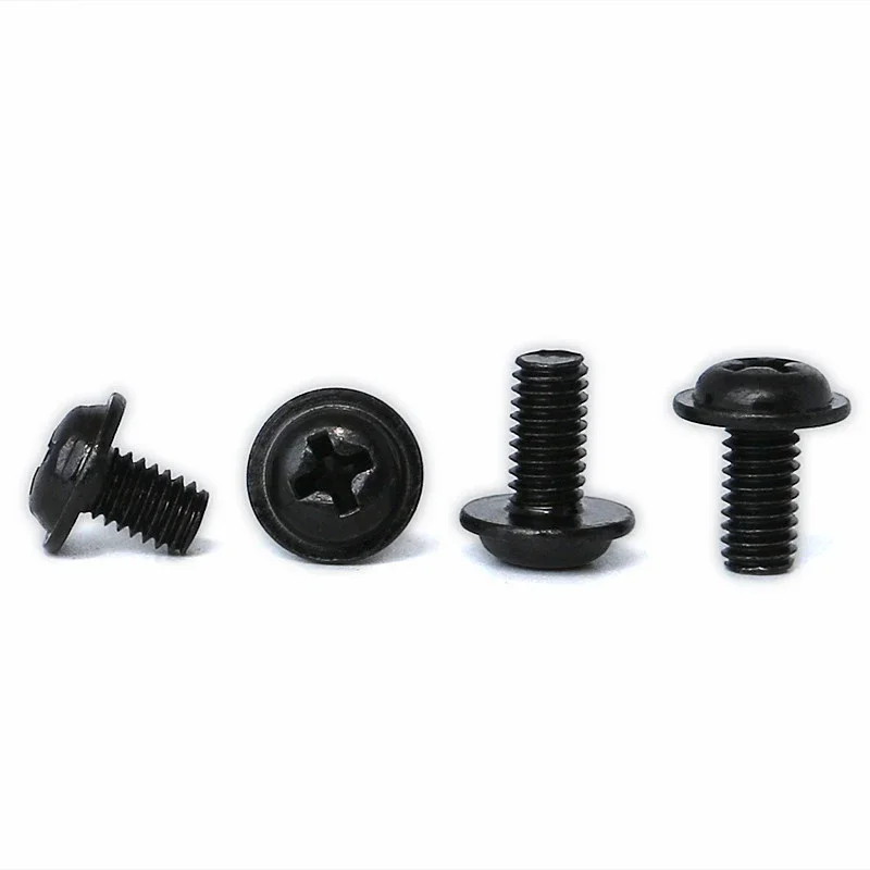 Best1 10 Uds M6 cabeza semicircular negra de acero al carbono con almohadilla cabeza Phillips cabezas redondas tornillos para el hogar tornillo 8mm-20mm lente