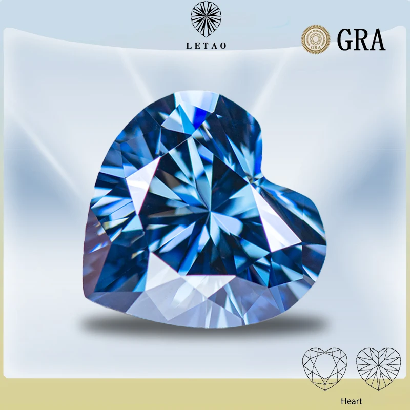 

Moissanite Diamond Heart Cut Royal Blue Color VVS1 for Gemstone Jewels Material for Pendants and Earrings WIith GRA Certificate