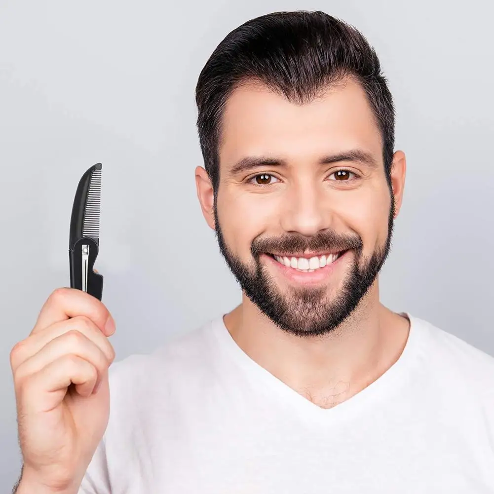 

Business Trip Beard Comb Pocket Beard Comb Portable Folding Mustache Comb for Men Fine Teeth Plastic Pocket Grooming Tool
