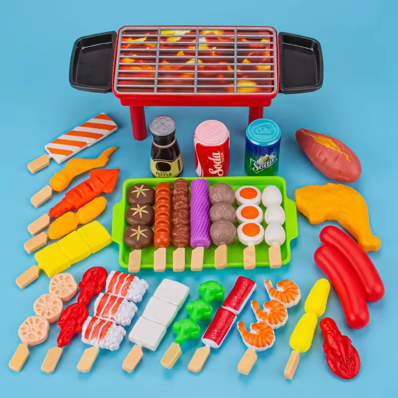 Faire semblant jouer jouets de cuisine enfants Simulation Barbecue jouet ensemble BBQ cuisson interactif gril jouer nourriture ustensiles de cuisine Playset pour les enfants