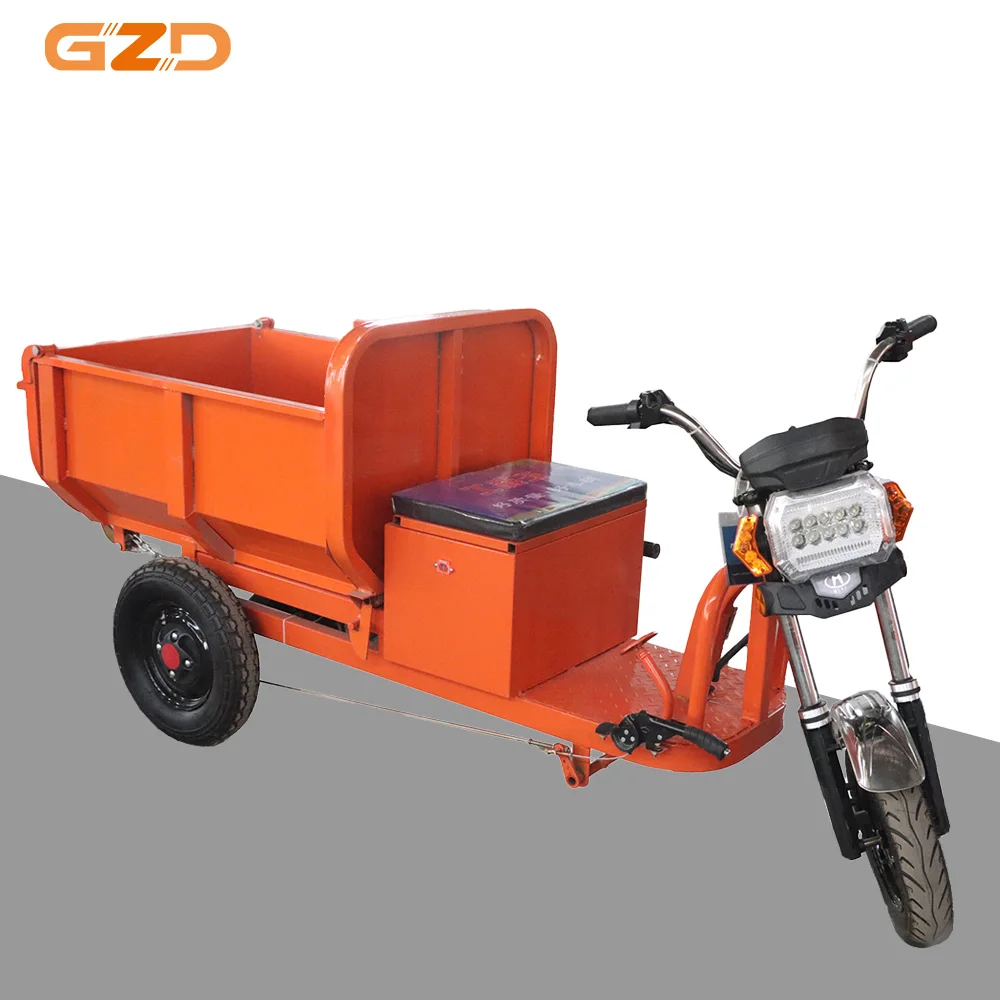 Electric Mini Self-Dumping Wheel Loader Tricycle For Construction Site With 1000KG Capacity