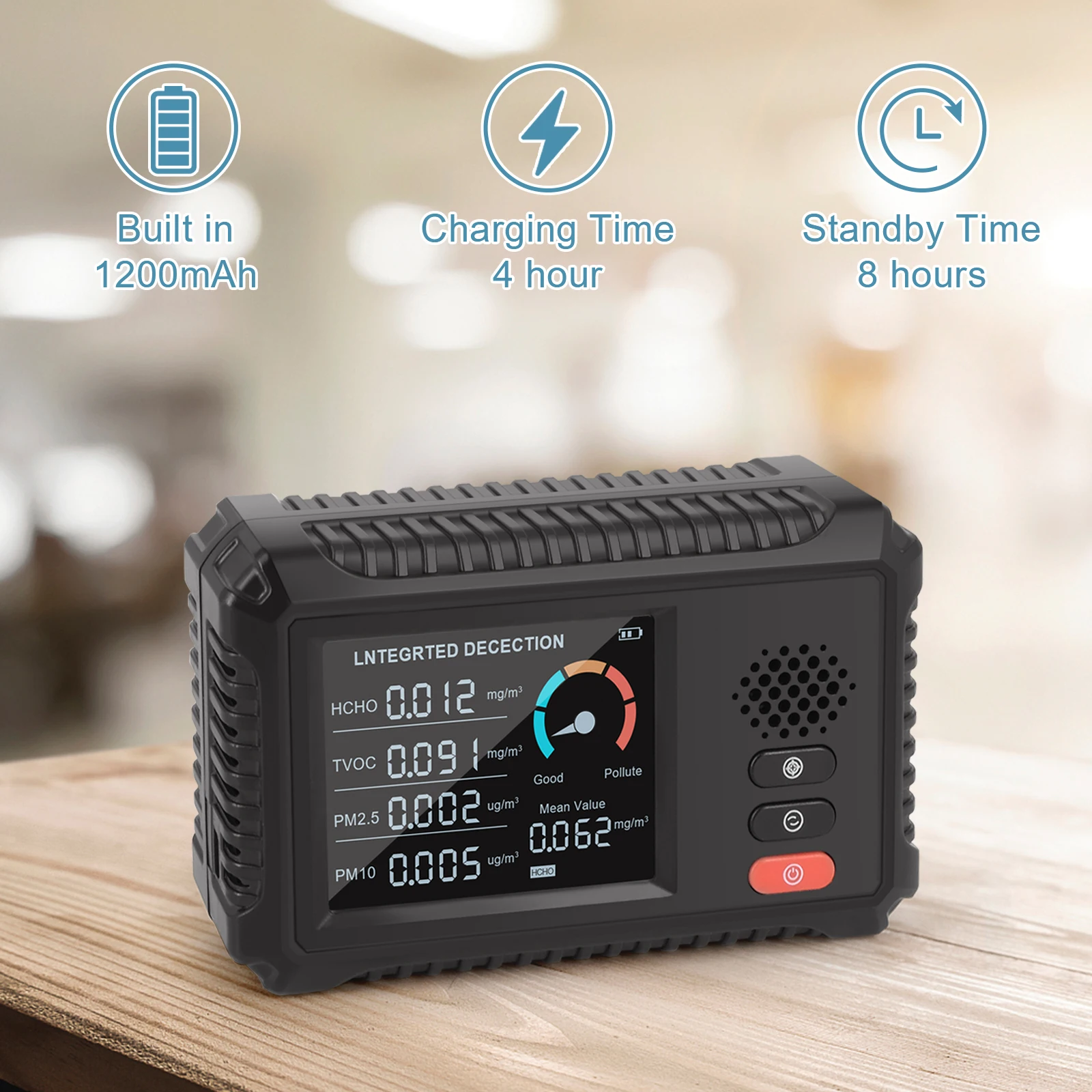 Air Quality Monitor Formaldehyde Detector TVOC PM2.5/PM10 Tester