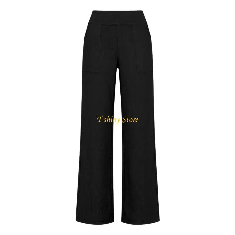 N58F Women's Cotton Linen High Waist Pants for Yoga Casual Comfort and Loose Fit