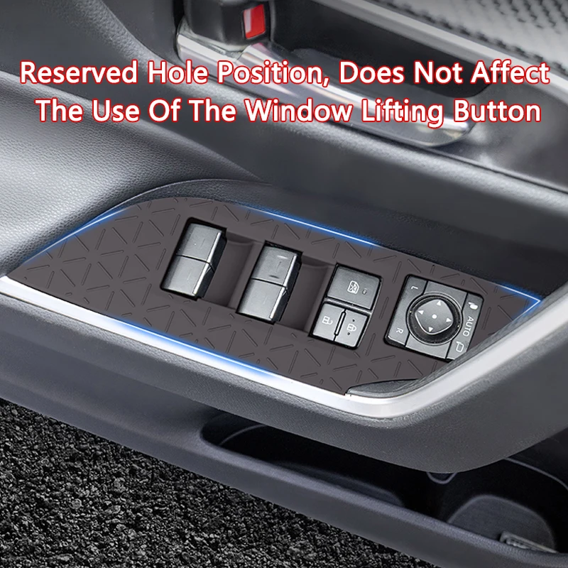 نافذة السيارة رفع لوح أزرار حصيرة سيليكون حماية المضادة للانزلاق الباب لوحة أزرار الوسادة صالح لتويوتا RAV4 20-25 الملحقات الداخلية