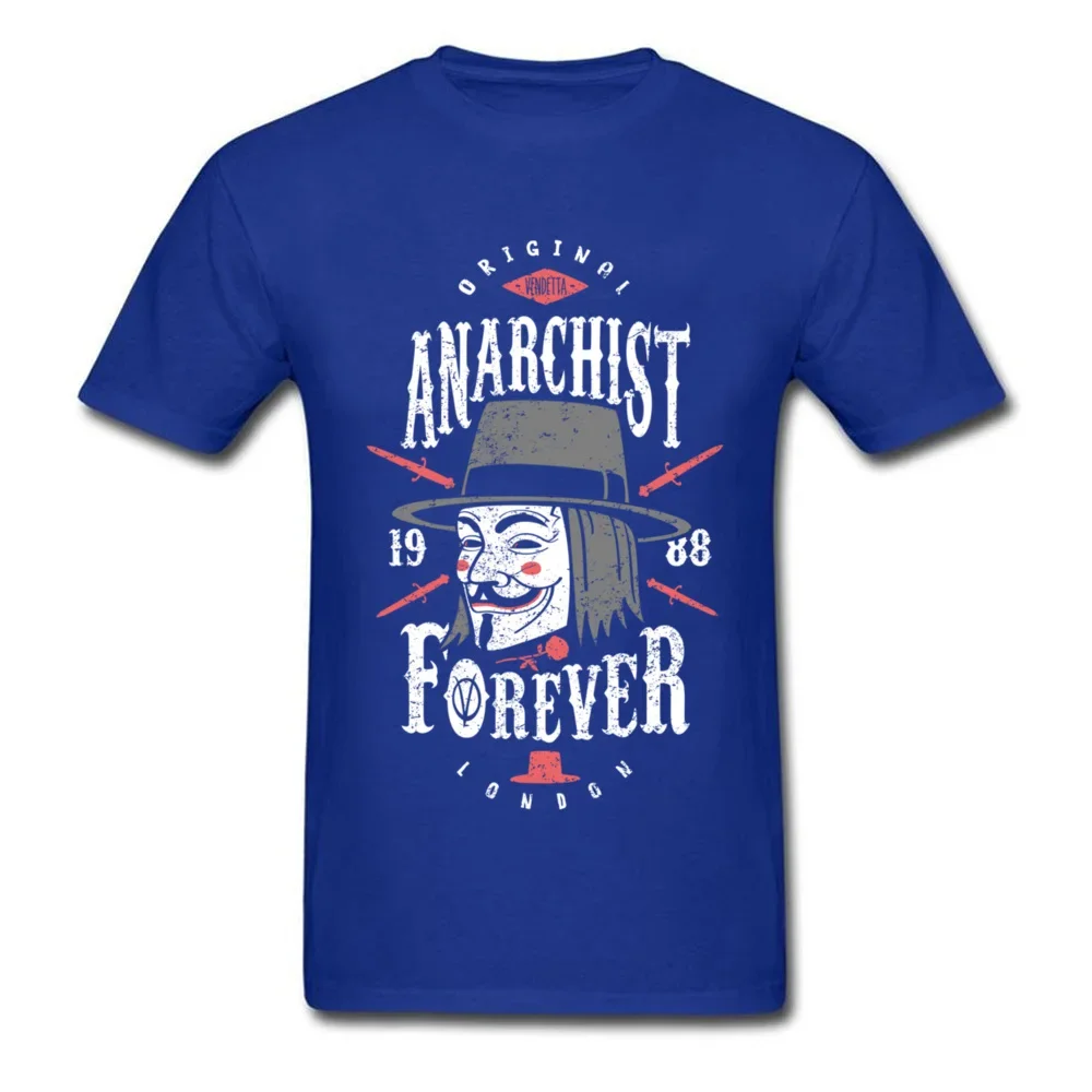 Anarchist Forever T-shirt V For Vendetta Tops Men Mask T Shirt Vintage Tops Black Tees Cotton Tshirts Stylish Clothing