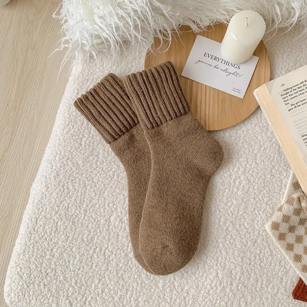 Creative Solid Color Thickened Wool Socks Comfortable Super Thicker Winter Socks Against Cold Thermal Socks Casual Wear