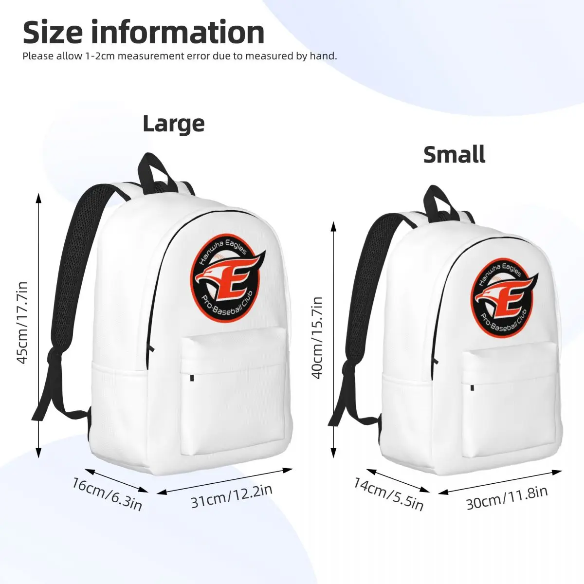 Hanwha Eagles Baseball Team Sport Lover Cool Backpack Durable Student Business Daypack for Men Women Laptop Shoulder Bag