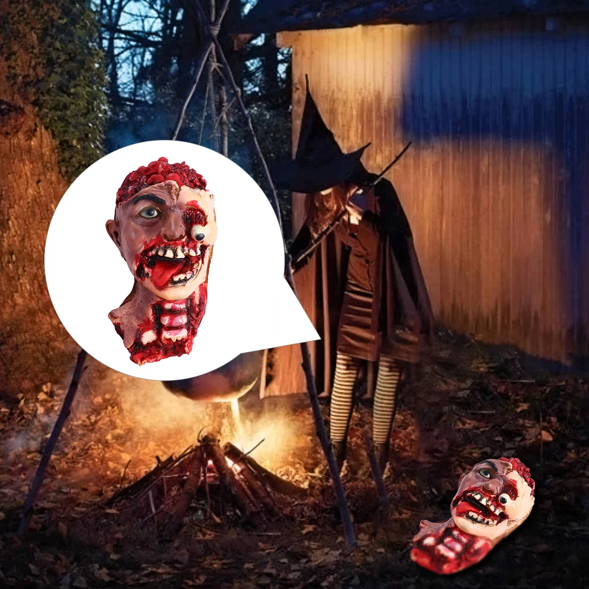 

Prop Realistic Bloody Scary Halloween Head Decoration Fake Human Body Parts Accessory Metal Baby Trick Toy