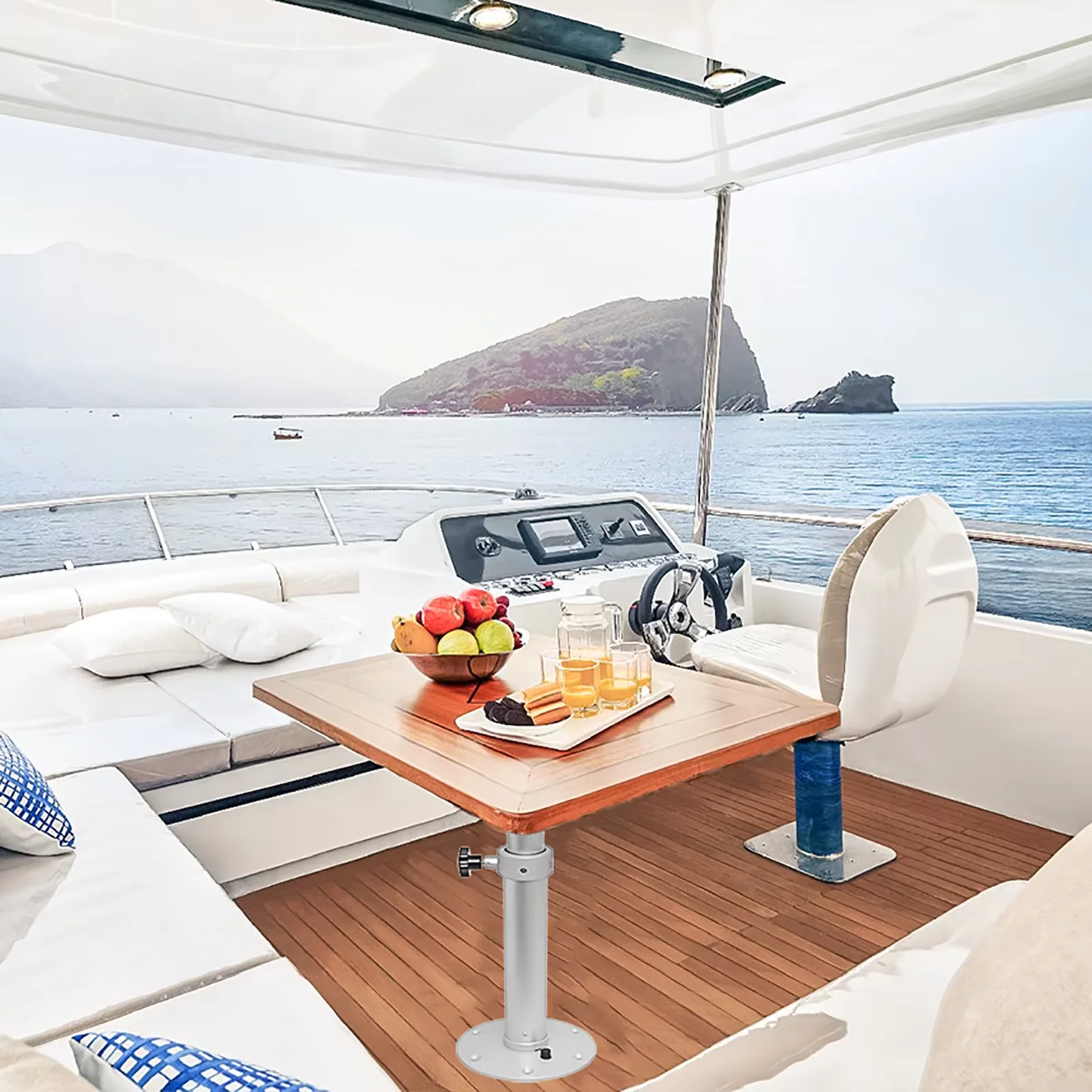 ساق RV من الألومنيوم قابلة للتعديل، قاعدة قابلة للفصل، الارتفاع 17.8-27.2 بوصة، مناسبة للمركبات الترفيهية والتخييم والقوارب واليخوت.