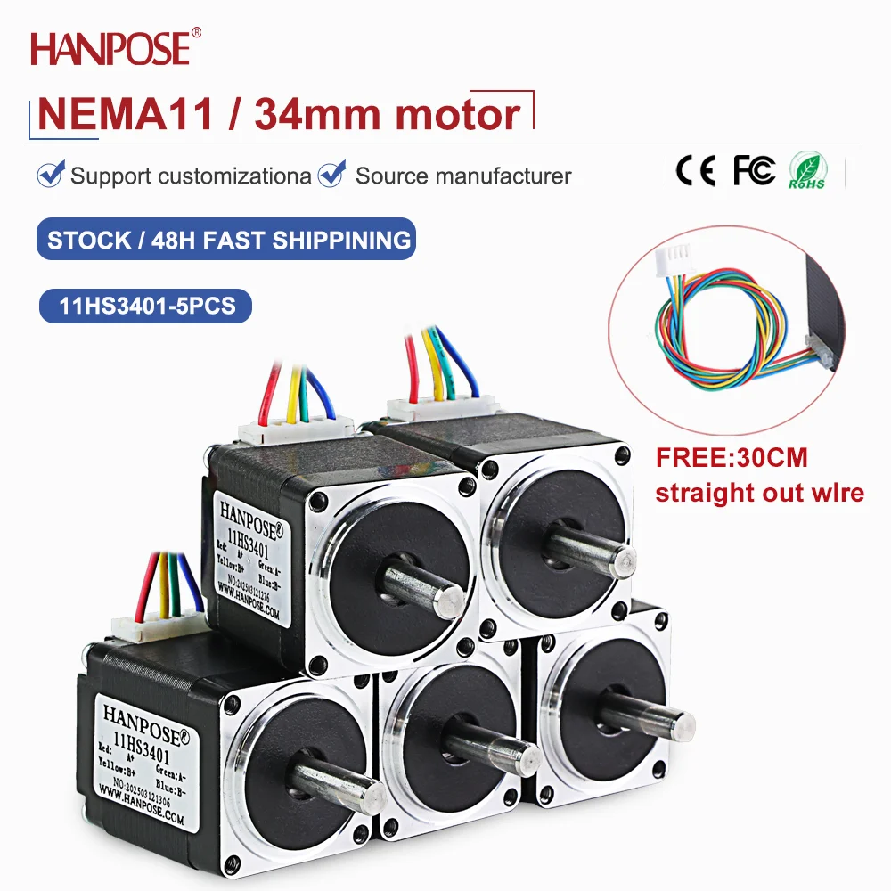 

Miniature Stepper Motor NEMA11 5PCS 11HS3410 0.1N. m 0.8A 3D Printing Accessories Motor Manufacturer Direct Sales in Stock