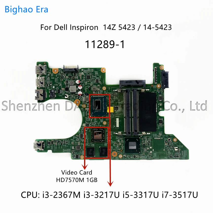 For Dell Inspiron 14Z 5423 Laptop Motherboard With i3-2367M i5-3317U i7-3517U CPU HD7570M 1G-GPU 11289-1 CN-067CG0 028F69 0KFT53