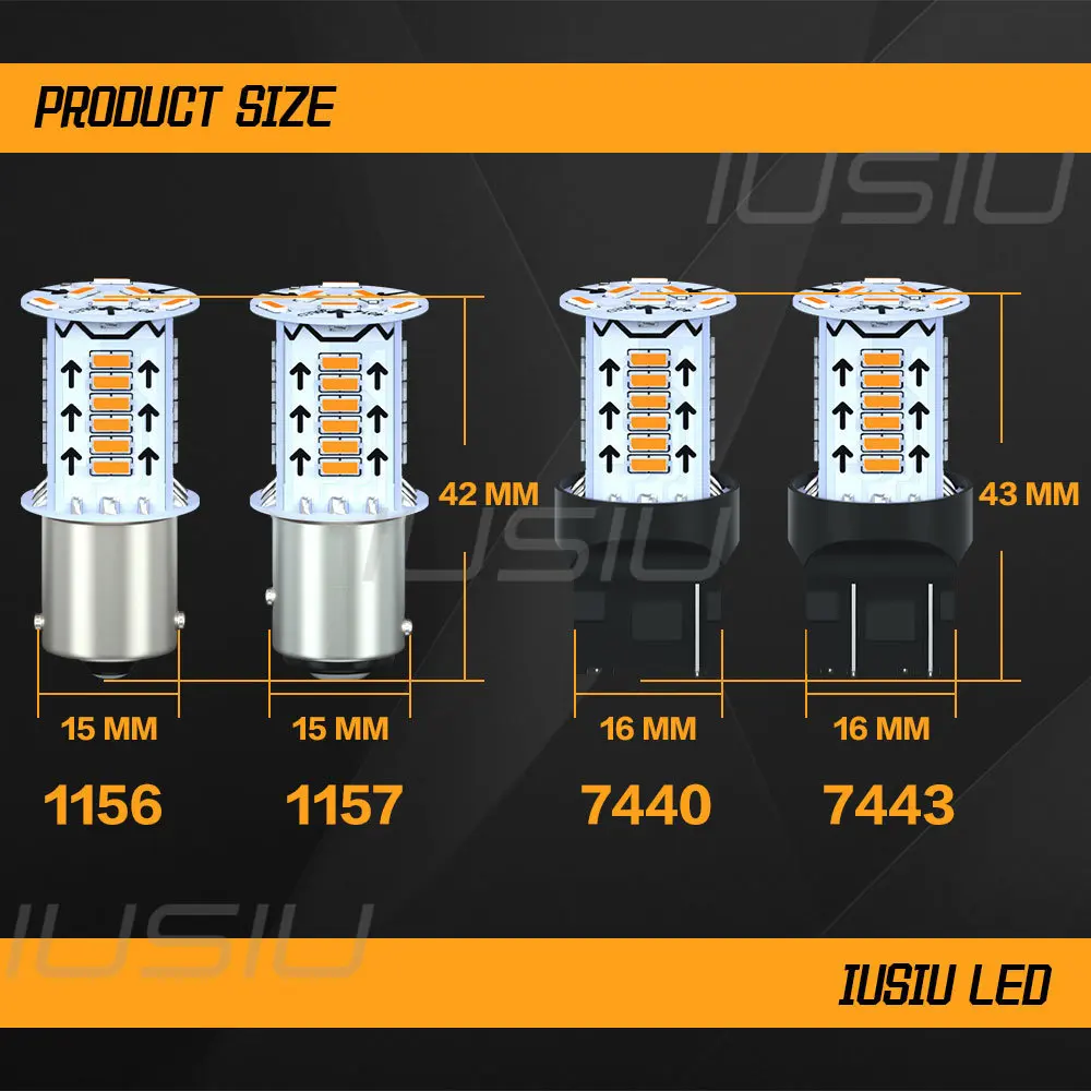 IUSIU 2PCS Flash P21W 1156 BA15S 1157 strobe Led Bulb BAY15D T20 7440 7443 P21/5W Red Car Stop Tail Brake Reverse Lamp Light 12V