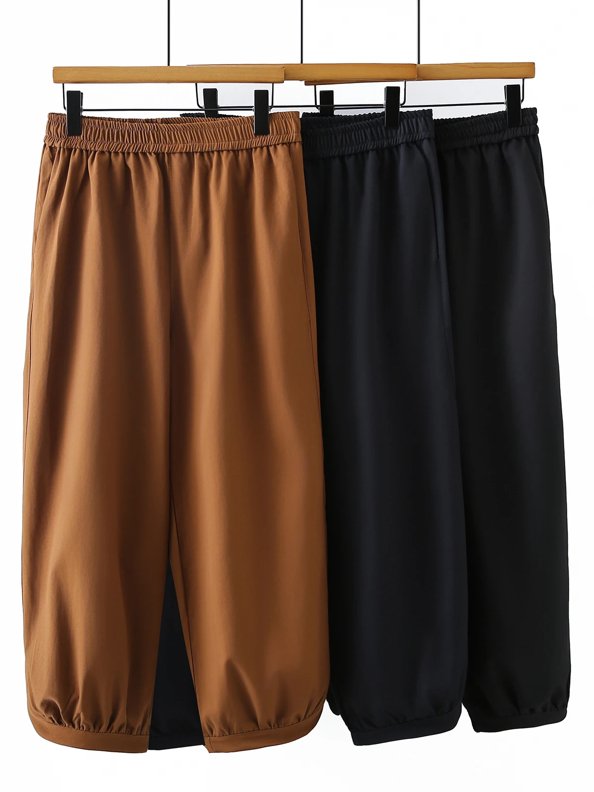 

High Waist Elastic Casual Pants Korean Style Lantern Pants plus Size Nine Points Hip Conceal Slimming Pants for Women
