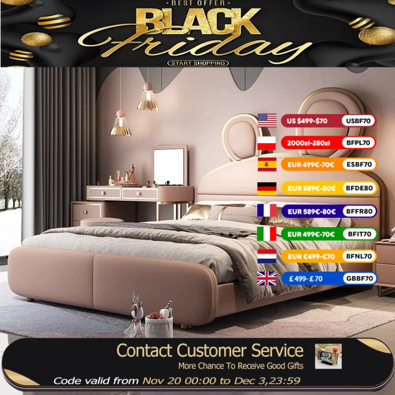 

King Size Comforter Kids Bed Frame Headboard Modern Style Princess Children Beds Bedroom Design Letto Bambini Kids Furniture