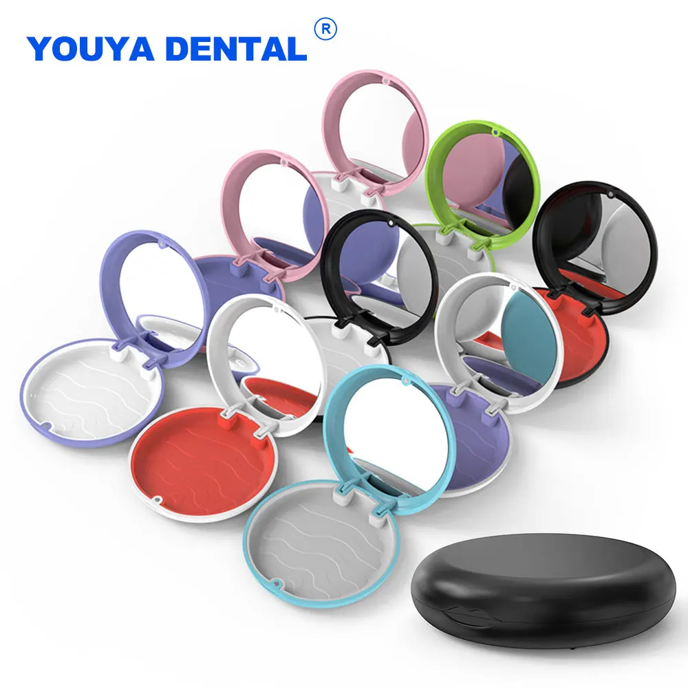 

Dental Retainer Denture Storage box with mirror Mouthguard Container Supplie Tray Oral Care Denture Bath case Dentistry Supplies