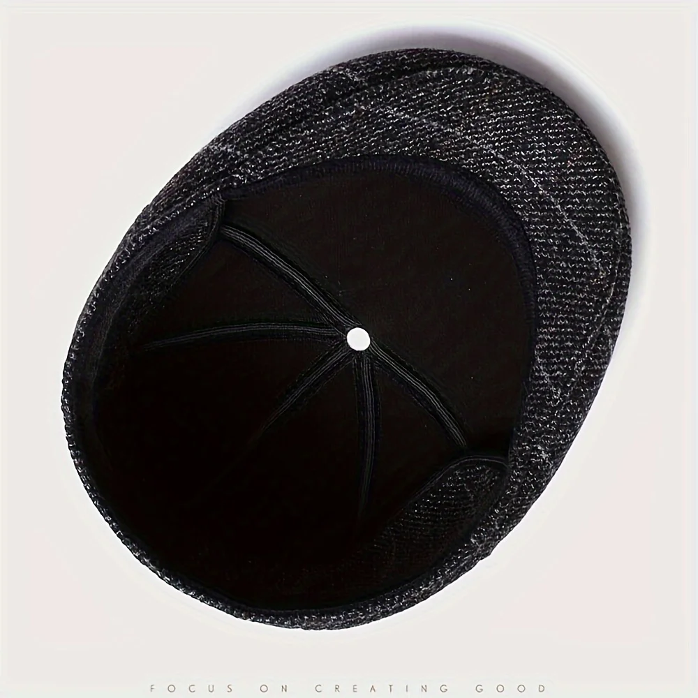 Men's Retro Gatsby Newsboy - Vintage Flat Top Hat with Fishbone Pattern, Durable Wedding/Office/Party Accessory, Textured Beret