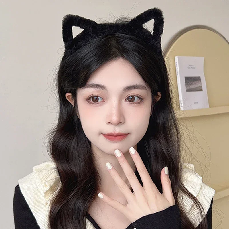 Cat Ears Headband for Women Cartoon Plush Hair Band Anime Cosplay Cute Face Wash Hair Hoop Headware Girls Hair Accessories