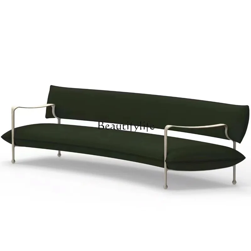 2Italian light luxury minimalist stainless steel metal clothing store hotel villa special-shaped curved sofa