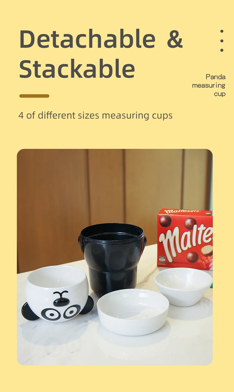 Joie Panda tasses à mesurer mignon tasse à mesurer détachable nourriture  domestique échelle résistante à la chaleur Snack Snack tasse de service ABS  - AliExpress, image size:750x1256